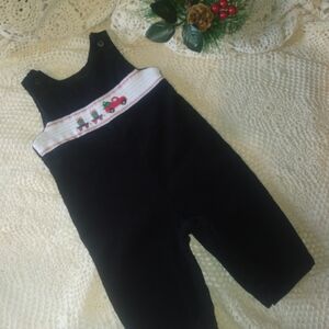 Vintage Black Kids Romper with Red and Green Accents